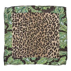 Dolce & Gabbana Leopard and Green Paisley Scarf 18”x18”